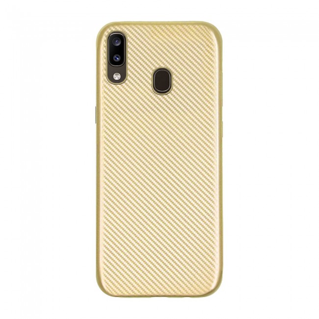 Margoun Carbon Fiber Protective Case Cover for Samsung Galaxy A20- Gold
