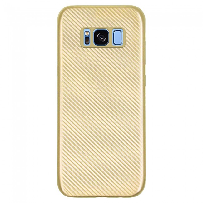 Margoun 2-Pack Carbon Fiber Case Cover with Screen Protector for Samsung Galaxay S8 - Gold
