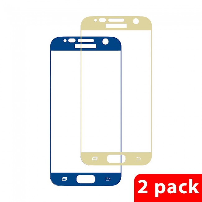 Margoun 2-Pack Duo-Color 3D Curved Screen Protector for Samsung Galaxy S7 - Blue/Gold
