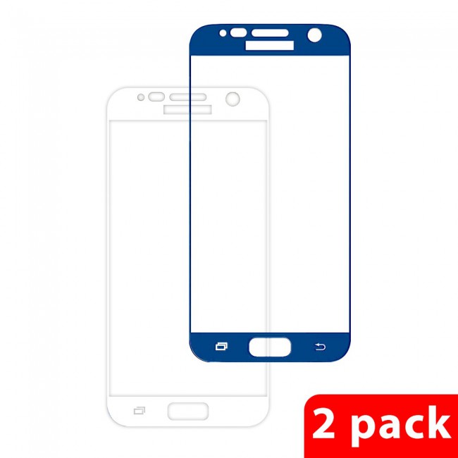 Margoun 2-Pack Duo-Color 3D Curved Screen Protector for Samsung Galaxy S7 - white/Blue