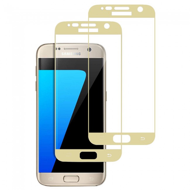 Margoun 2-Pack 3D Curved Screen Protector for Samsung Galaxy S7 - White , Blue , Gold