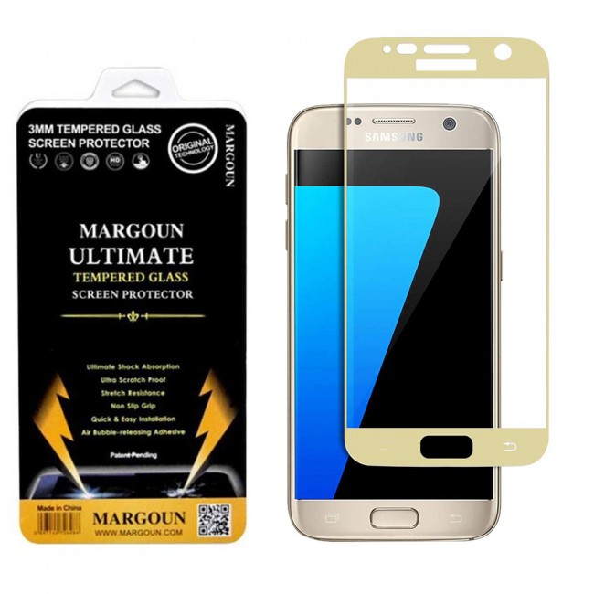 Margoun 3D Curved Screen Protector for Samsung Galaxy S7 - White , Gold , Blue