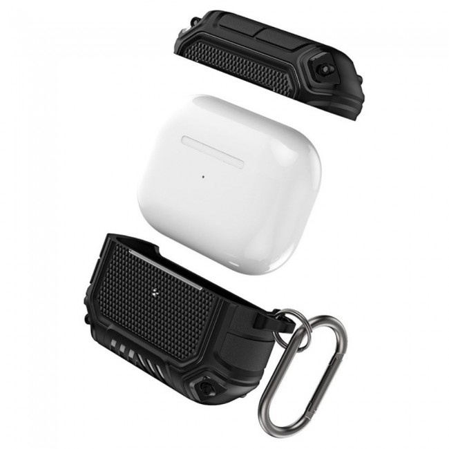 Margoun Rugged Hard Shell Case Cover with Keychain for AirPods 3rd Generation - Black - SHDSHOP