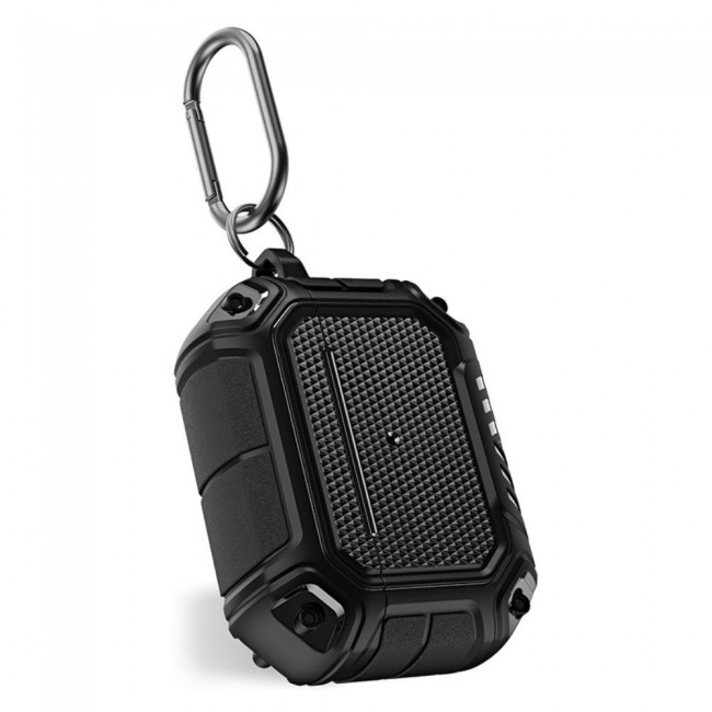 Margoun Rugged Hard Shell Case Cover with Keychain for AirPods 3rd Generation - Black - SHDSHOP