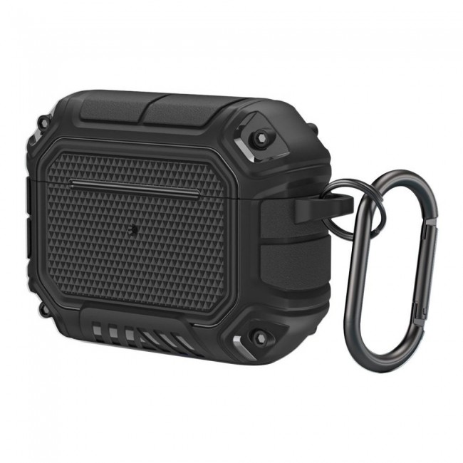 Margoun Rugged Hard Shell Case Cover with Keychain for AirPods 3rd Generation - Black - SHDSHOP