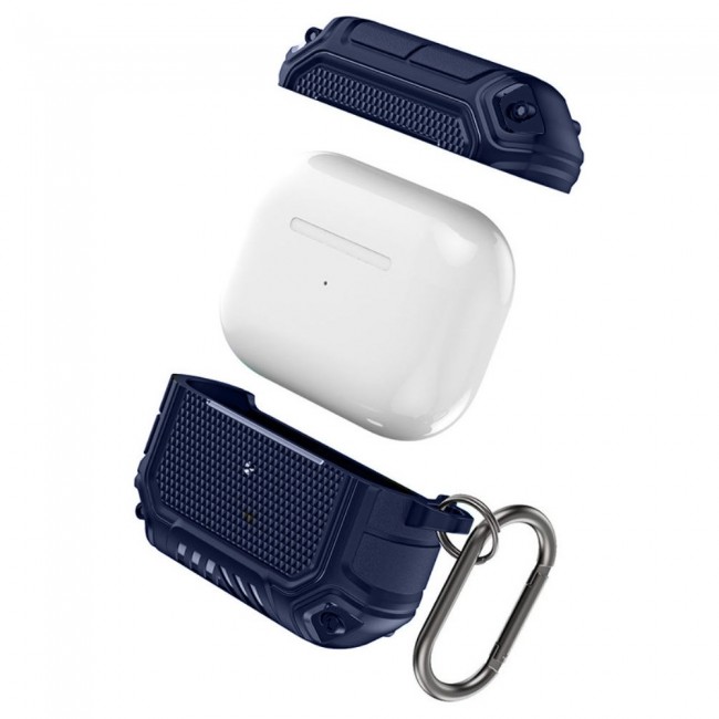 Margoun Rugged Hard Shell Case Cover with Keychain for AirPods 3rd Generation - Dark Blue - SHDSHOP