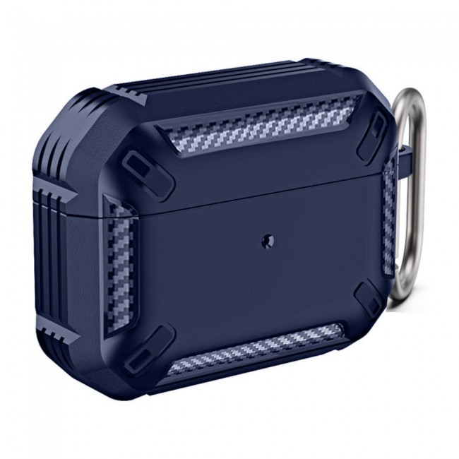 Margoun Rugged Hard Shell Case Cover with Keychain for AirPods 3rd Generation - Dark Blue - SHDSHOP