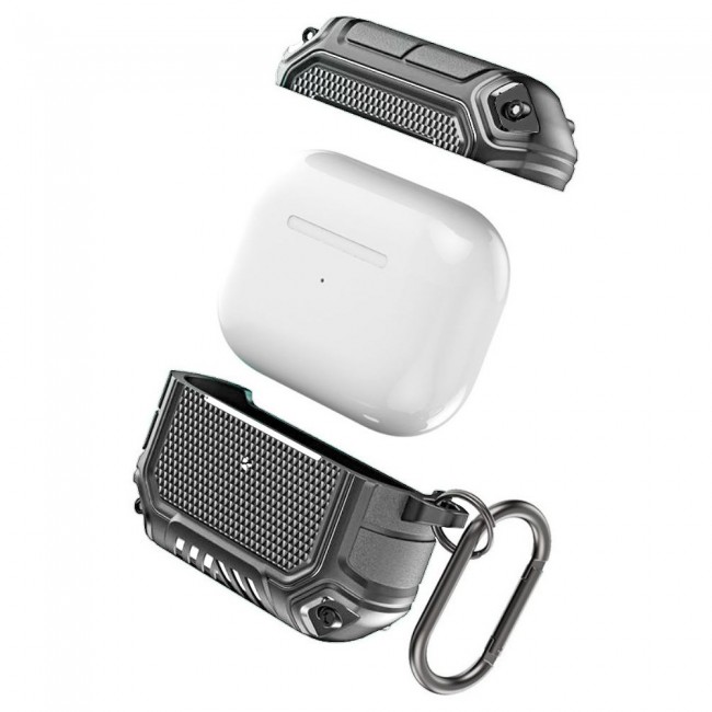Margoun Rugged Hard Shell Case Cover with Keychain for AirPods 3rd Generation - Grey - SHDSHOP