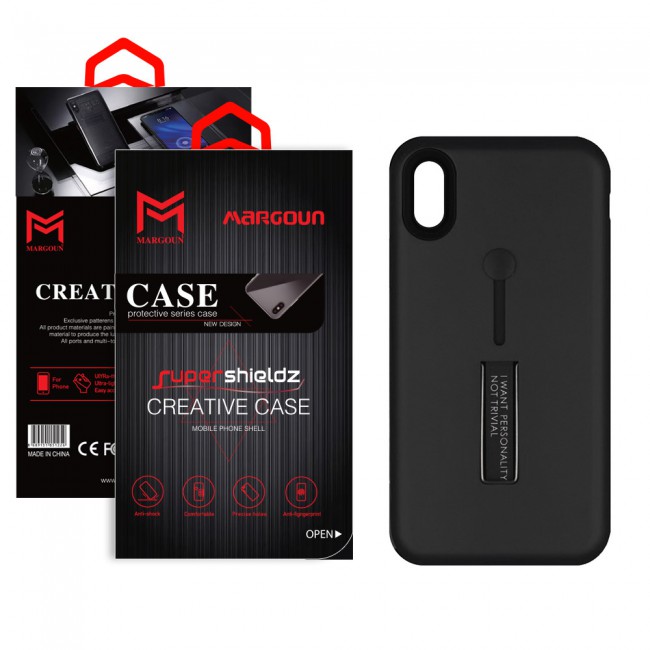 Margoun I Want Personality Not Trivial Strap Case Cover with Kickstand for Apple iphone XR – Black , Dark Blue , Red , Gold