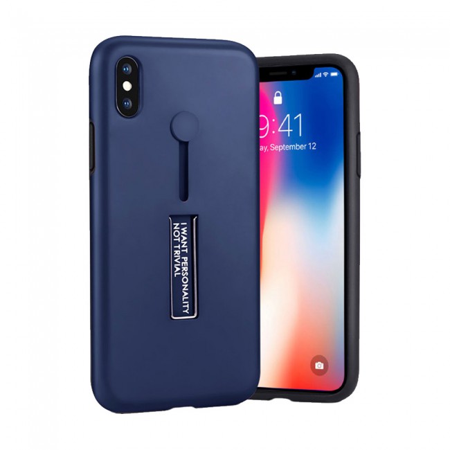 Margoun I Want Personality Not Trivial Strap Case Cover with Kickstand for Apple iphone XR – Black , Dark Blue , Red , Gold
