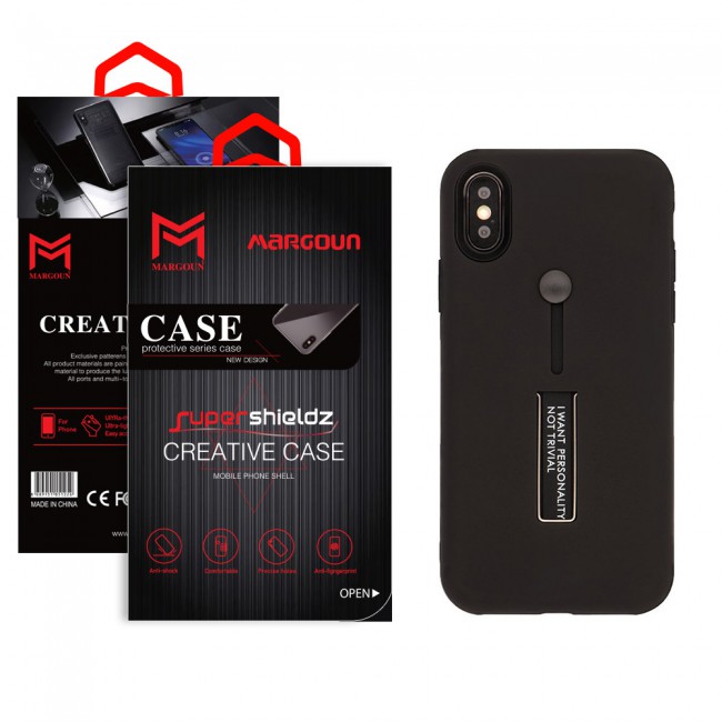Margoun I Want Personality Not Trivial Strap Case Cover with Kickstand for Apple iphone XS Max – Black , Dark Blue , Red , Gold