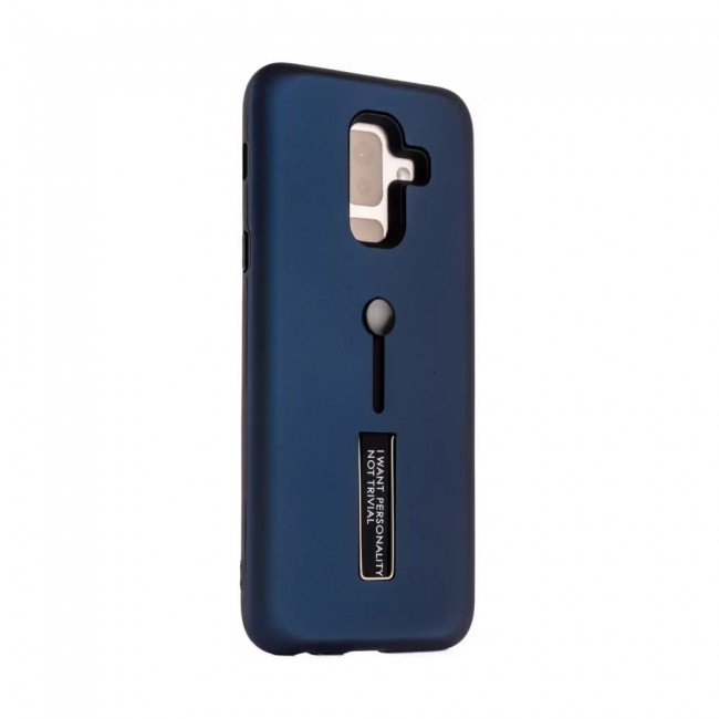 Margoun I Want Personality Not Trivial Strap Case Cover with Kickstand for Samsung Galaxy A6 Plus – Black , Dark Blue , Red , Gold