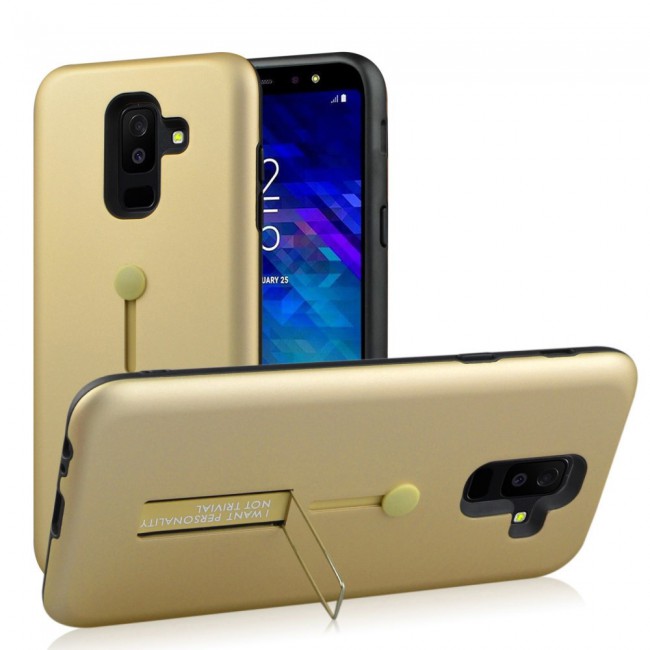 Margoun I Want Personality Not Trivial Strap Case Cover with Kickstand for Samsung Galaxy A6 Plus – Black , Dark Blue , Red , Gold