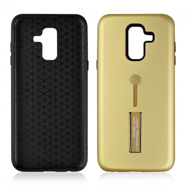 Margoun I Want Personality Not Trivial Strap Case Cover with Kickstand for Samsung Galaxy A6 Plus – Black , Dark Blue , Red , Gold