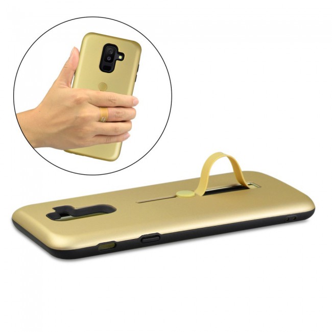 Margoun I Want Personality Not Trivial Strap Case Cover with Kickstand for Samsung Galaxy A6 Plus – Black , Dark Blue , Red , Gold