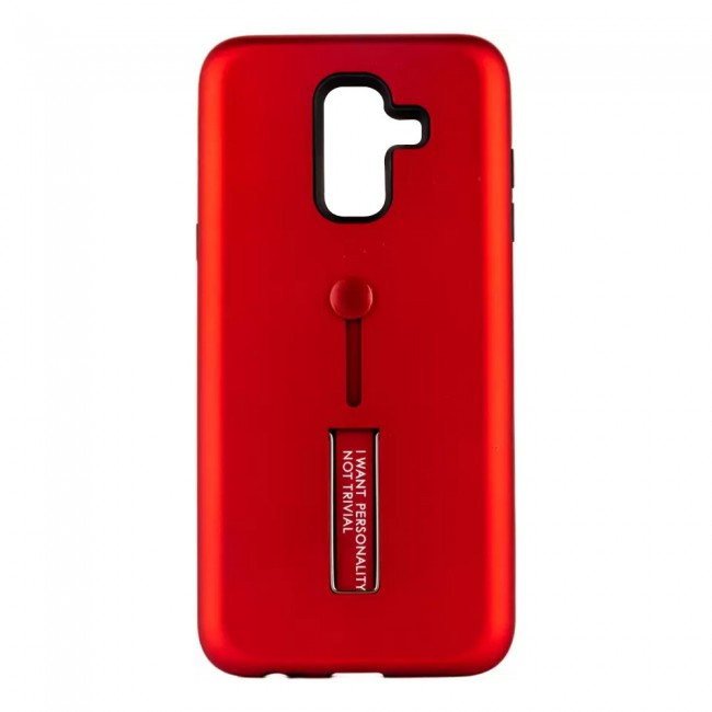 Margoun I Want Personality Not Trivial Strap Case Cover with Kickstand for Samsung Galaxy A6 Plus – Black , Dark Blue , Red , Gold