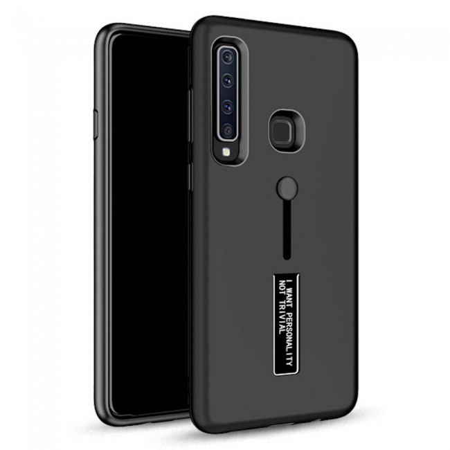 Margoun I Want Personality Not Trivial Strap Case Cover with Kickstand for Samsung Galaxy A9 2018 – Black , Red , Gold