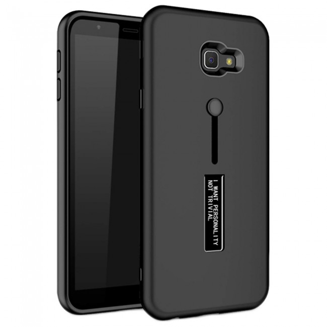 Margoun I Want Personality Not Trivial Strap Case Cover with Kickstand for Samsung Galaxy J4 Plus – Black , Dark Blue , Red , Gold