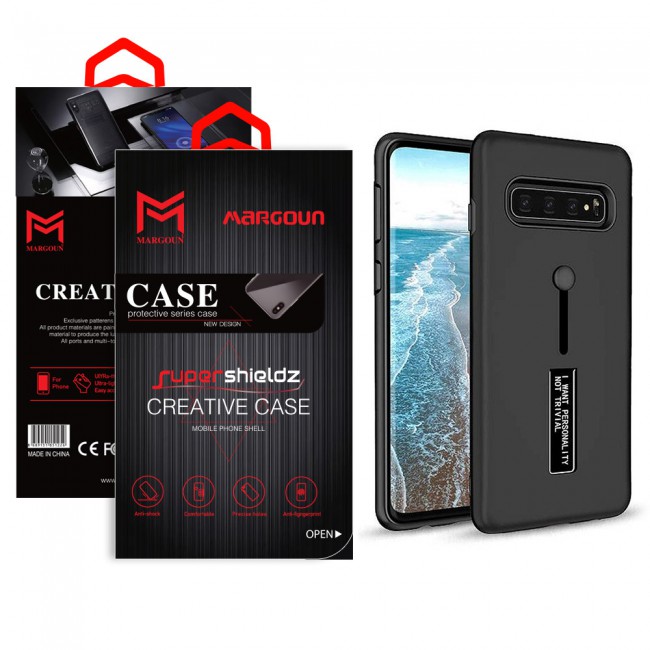 Margoun I Want Personality Not Trivial Strap Case Cover with Kickstand for Samsung Galaxy S10 – Black , Dark Blue , Red , Gold