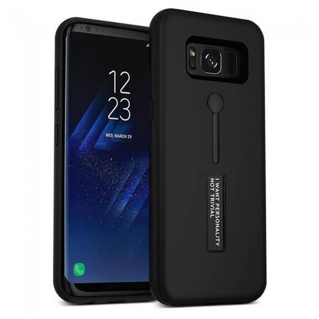 Margoun I Want Personality Not Trivial Strap Case Cover with Kickstand for Samsung Galaxy S8 – Black , Dark Blue , Red , Gold