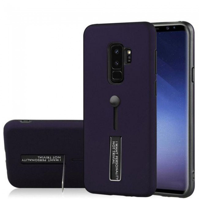 Margoun I Want Personality Not Trivial Strap Case Cover with Kickstand for Samsung Galaxy S9 – Black , Dark Blue , Red , Gold