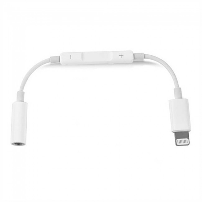 Margoun Lightning to 3.5mm Audio Jack Adapter with Volume Control - White