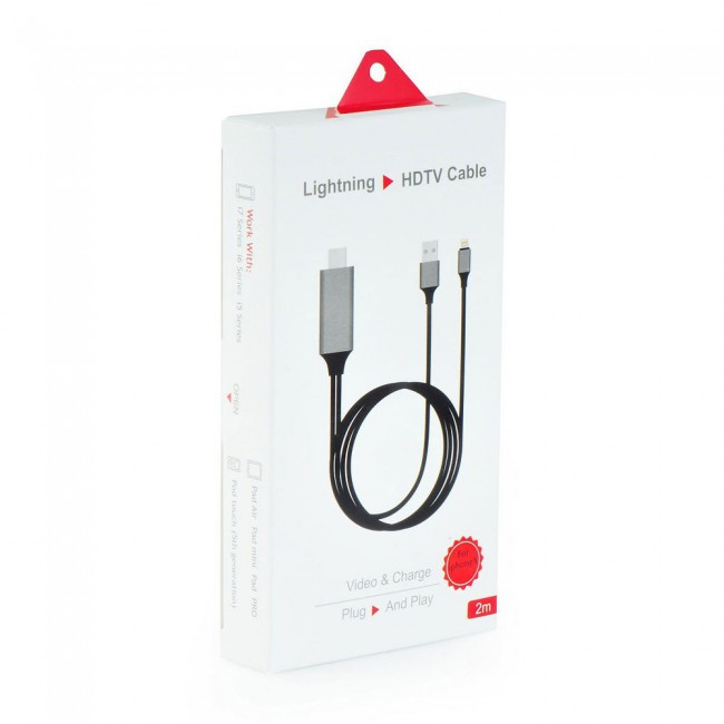 Margoun Lightning to HDTV HDMI Adapter Cable for iPad and iPhone  2m - Black