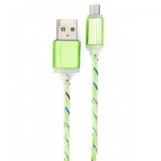 Micro USB Fashion Charging Cable with Light  Margoun - Green - Black