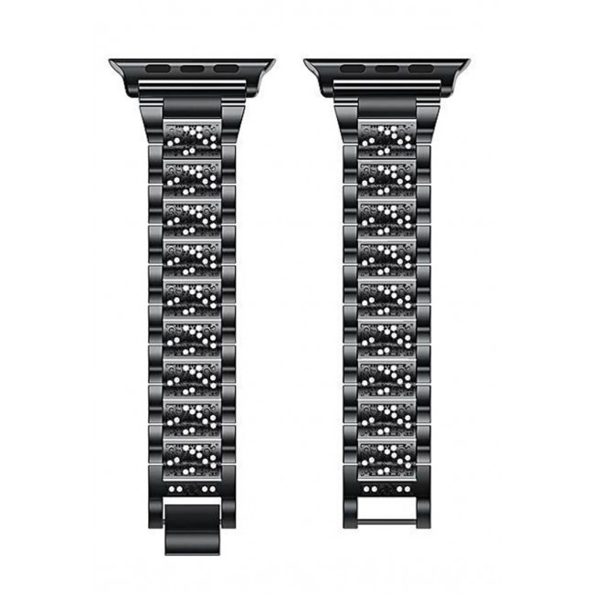 Margoun Crystal Bracelet Replacement Apple Watch Band 42-44-45mm - Black