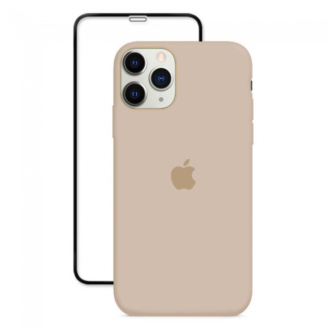 2Pack Margoun Silicone Case Cover with 3D Screen Protector for iPhone 12 Pro - Pink Sand