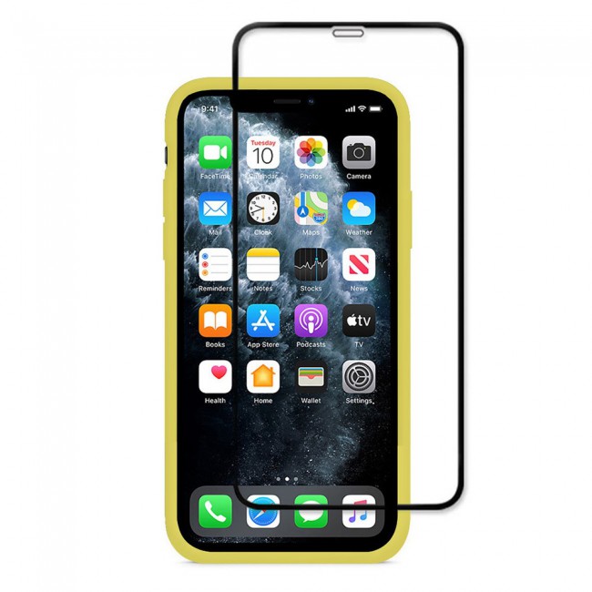2Pack Margoun Silicone Case Cover with 3D Screen Protector for iPhone 12 - Yellow