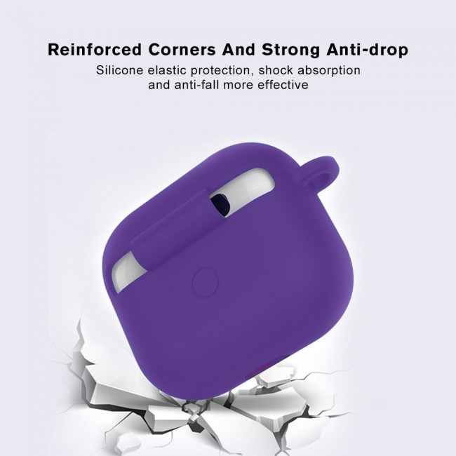 Margoun Silicone Case Cover for Airpods 3 with Keychain – Purple
