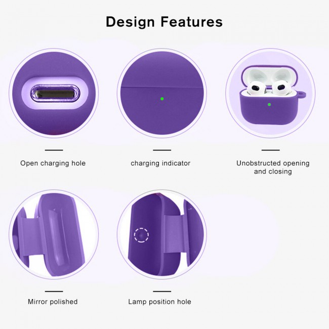 Margoun Silicone Case Cover for Airpods 3 with Keychain – Purple