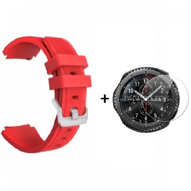 Watch Band with Glass Screen Protector for Gear S3 Frontier S3