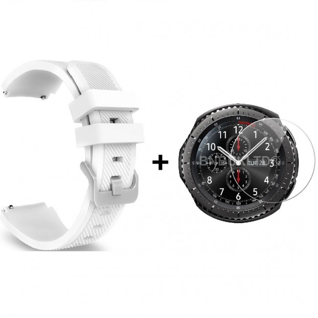 Watch Band with Glass Screen Protector for Gear S3 Frontier S3
