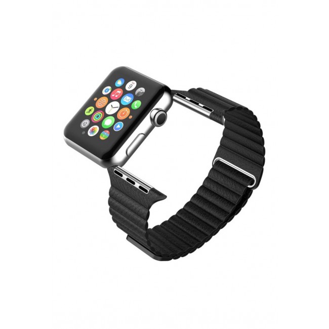 Margoun Smart Watch with Heart Rate Monitor Sensor and Leather Loop 42mm Band – Black
