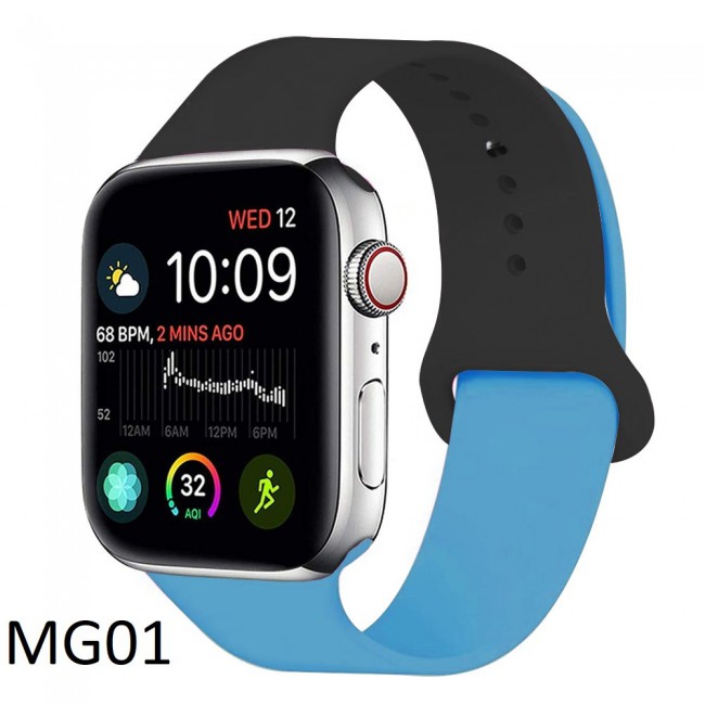 Apple Watch Band 42-44-45mm Double Color Silicone Strap Henlein Series by Margoun - Black Blue