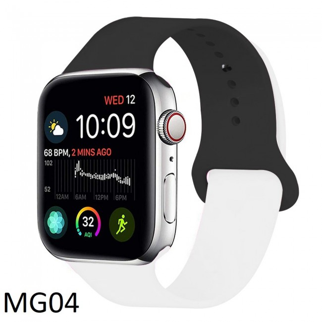 Apple Watch Band 42-44-45mm Double Color Silicone Strap Henlein Series by Margoun - Black White