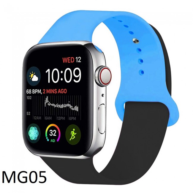 Apple Watch Band 42-44-45mm Double Color Silicone Strap Henlein Series by Margoun - Blue Black