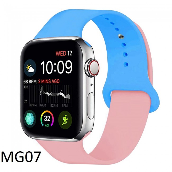 Apple Watch Band 42-44-45mm Double Color Silicone Strap Henlein Series by Margoun - Blue Pink
