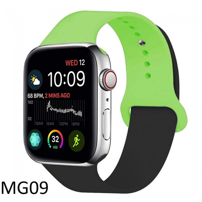 Apple Watch Band 42-44-45mm Double Color Silicone Strap Henlein Series by Margoun - Green Black