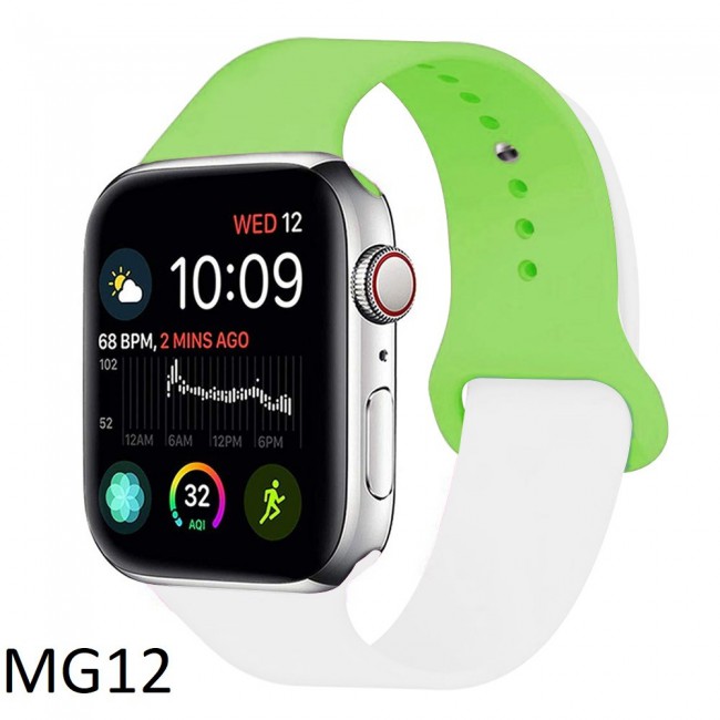 Apple Watch Band 42-44-45mm Double Color Silicone Strap Henlein Series by Margoun - Green White