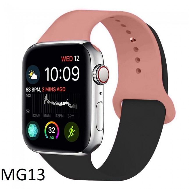 Apple Watch Band 42-44-45mm Double Color Silicone Strap Henlein Series by Margoun- Pink Grey