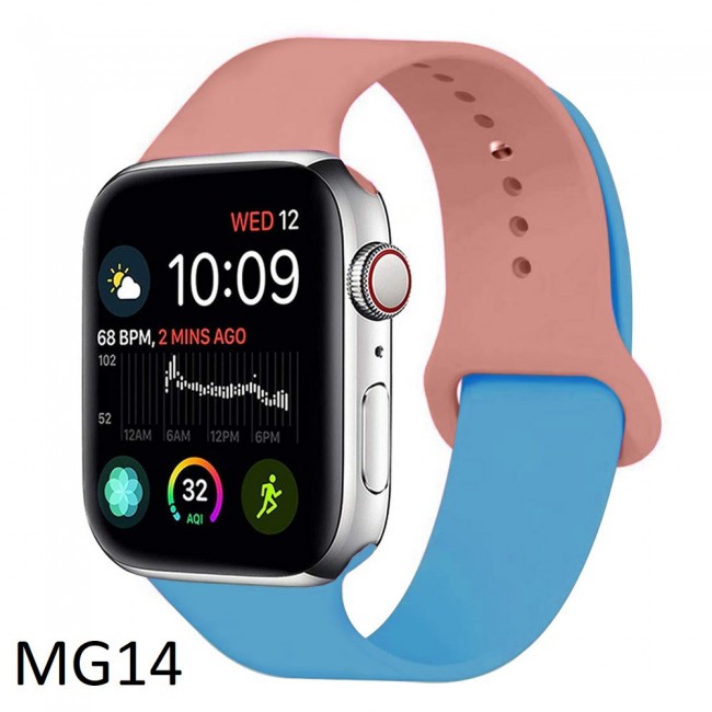 Apple Watch Band 42-44-45mm Double Color Silicone Strap Henlein Series by Margoun - Pink Blue