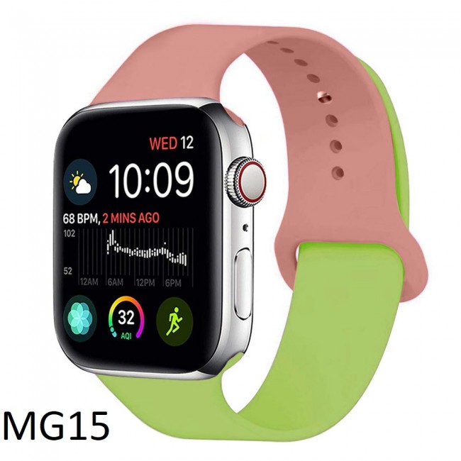 Apple Watch Band 42-44-45mm Double Color Silicone Strap Henlein Series by Margoun - Pink Green