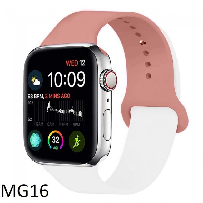 Apple Watch Band 42-44-45mm Double Color Silicone Strap Henlein Series by Margoun - Pink White