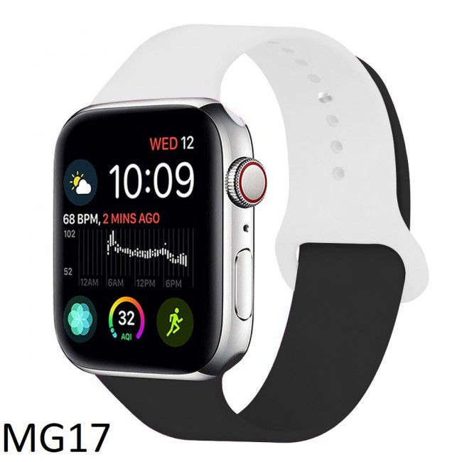 Apple Watch Band 42-44-45mm Double Color Silicone Strap Henlein Series by Margoun - White Black