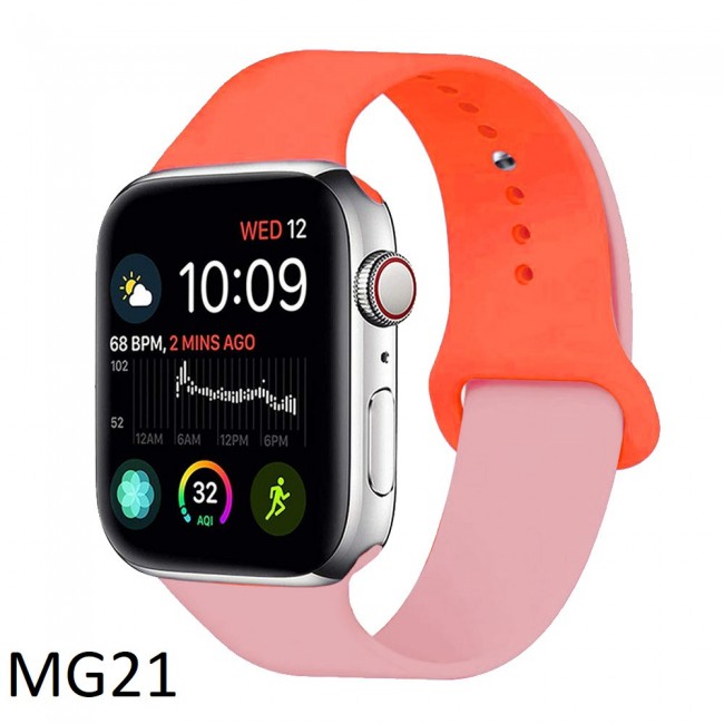 Apple Watch Band 42-44-45mm Double Color Silicone Strap Henlein Series by Margoun - Coral Pink