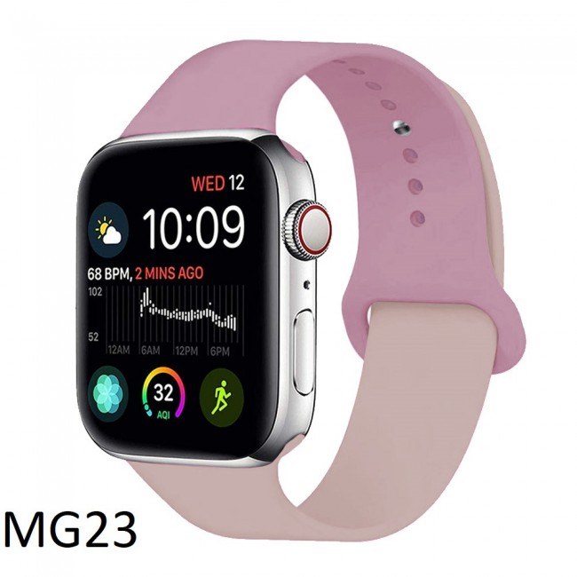 Apple Watch Band 42-44-45mm Double Color Silicone Strap Henlein Series by Margoun - Sand Pink