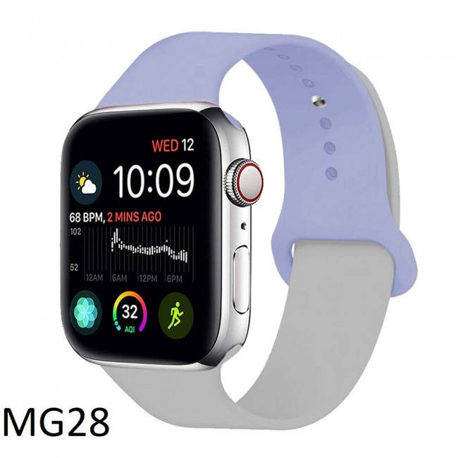 Apple Watch Band 42-44-45mm Double Color Silicone Strap Henlein Series by Margoun - Mauve Grey